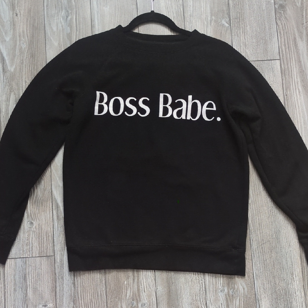 Brunette The Label Boss Babe Black Graphic Crewneck Sweater XS/S